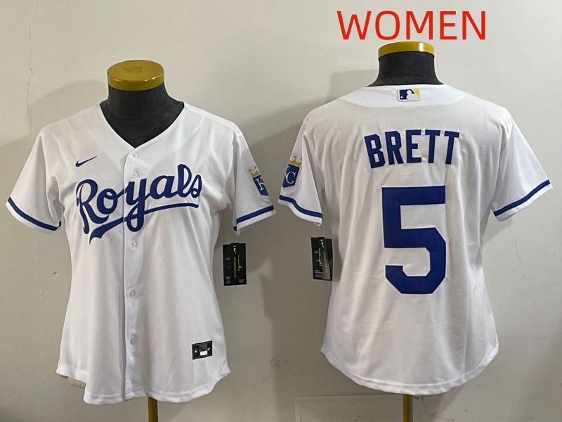 Women Kansas City Royals #5 Brett White Game Nike MLB Jersey style 001->women mlb jersey->Women Jersey